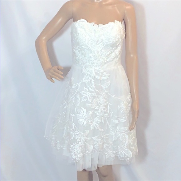 DAVID’S BRIDAL COCKTAIL PARTY ORGANZA EMBROIDERED DRESS - Picture 2 of 5